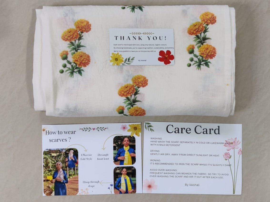 100% cotton Marigold printed scarf