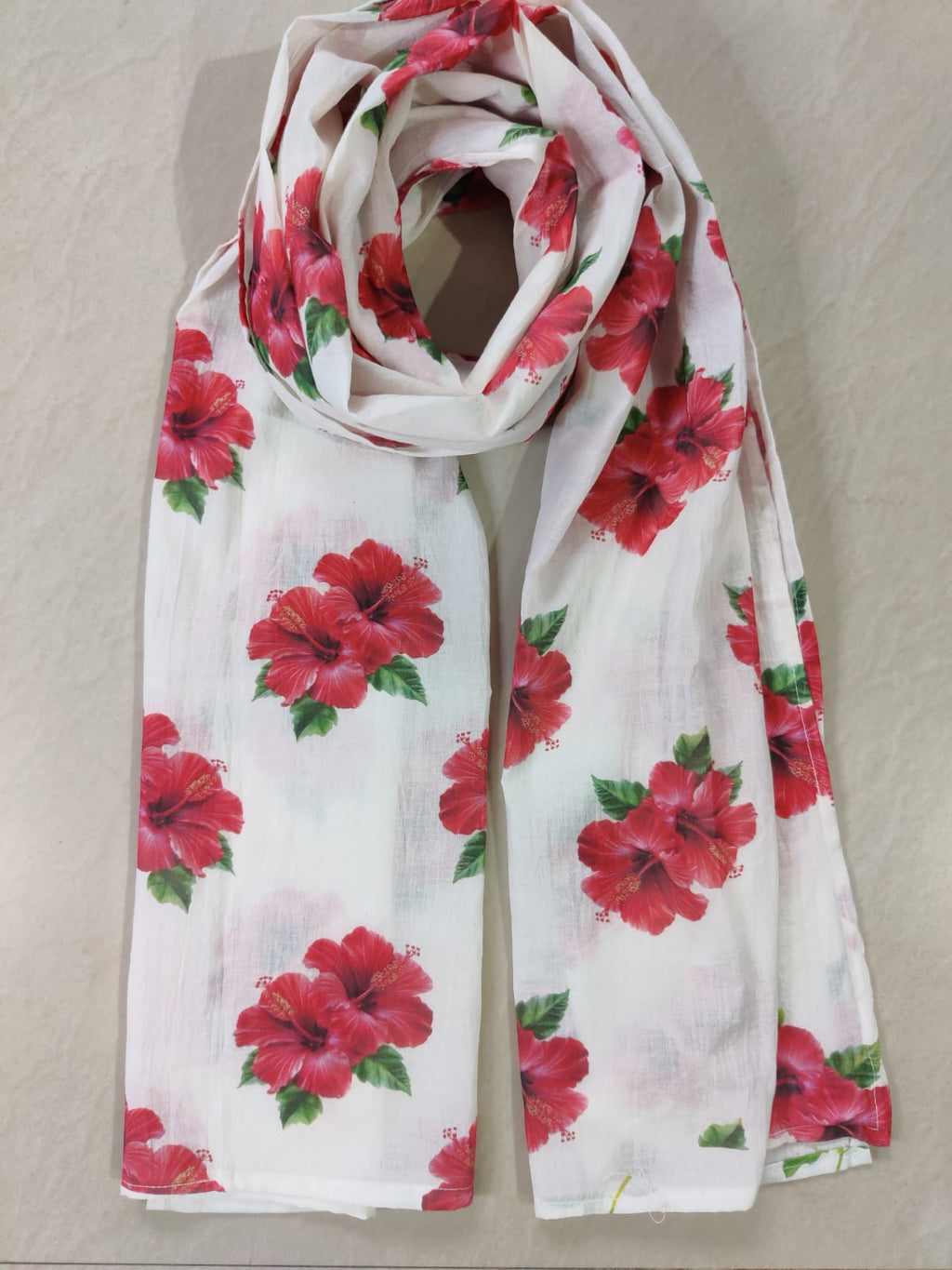 100% cotton Hibiscus printed scarf