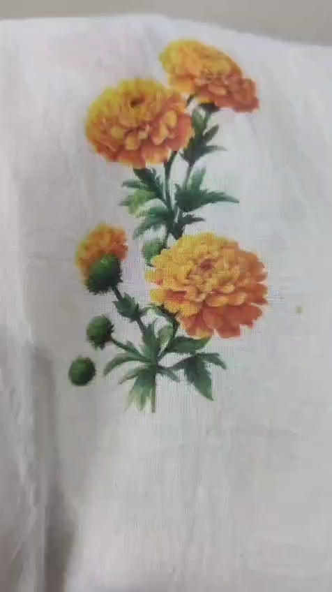 100% cotton Marigold printed scarf