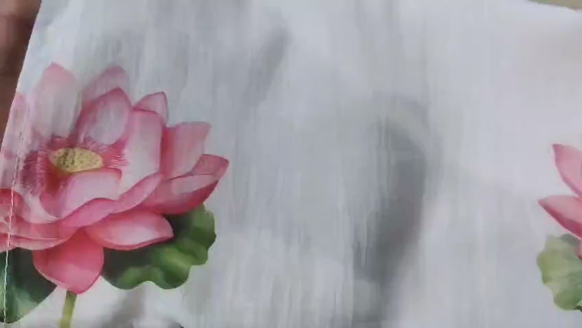 100% cotton Lotus printed scarf